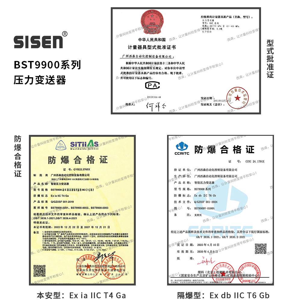 單晶硅遠傳壓力變送器防爆證書